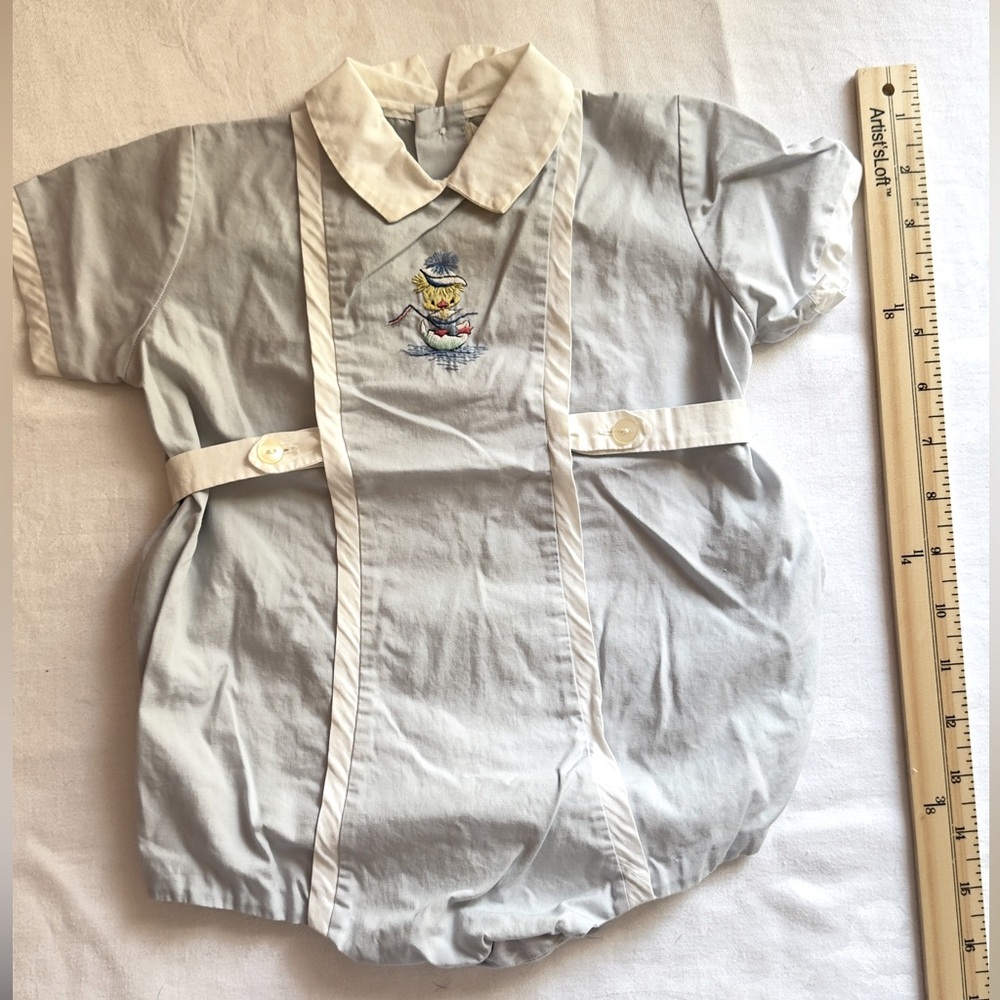 1960s Nathan Krauskopf Light Blue Onsie with Cute Duck